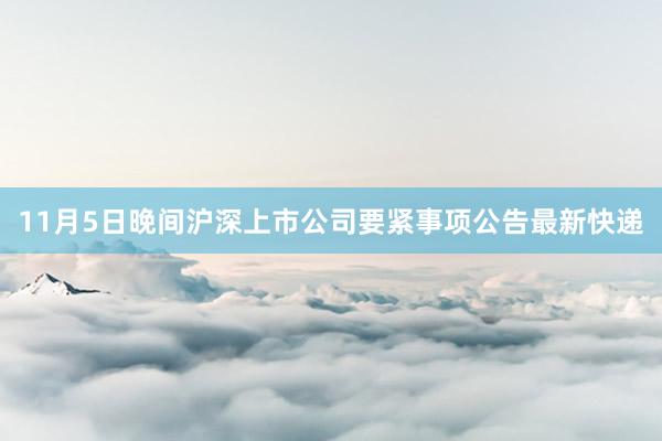 11月5日晚间沪深上市公司要紧事项公告最新快递